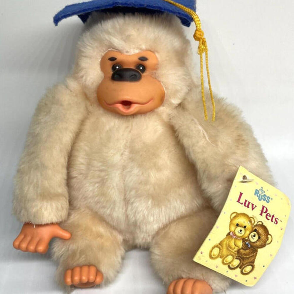 Vintage‎ Russ Berrie Gonga Gorilla 8" Graduation Thumb Sucker Plush Luv Pets